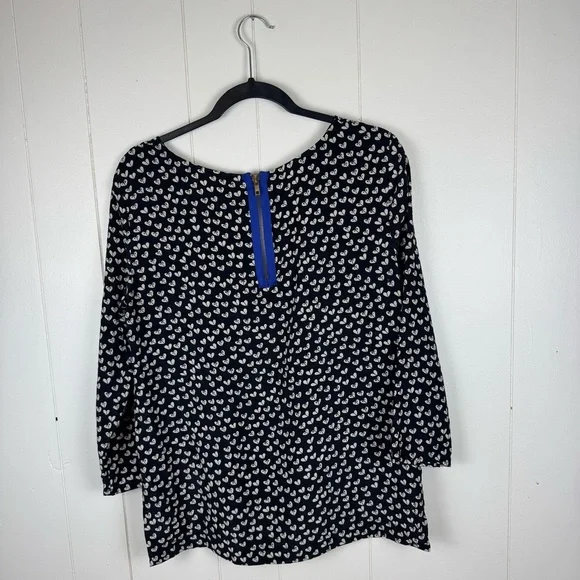Maeve Silk Heart Print Blouse Medium Anthropologie Cottagecore Top - Picture 4 of 6